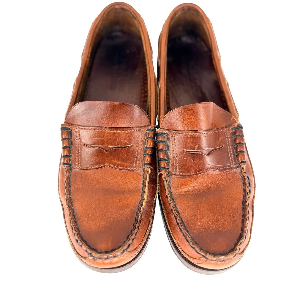 Sebago Dockside Penny Loafers Mens 8.5 Brown Leather Preppy Old Money Ivy League